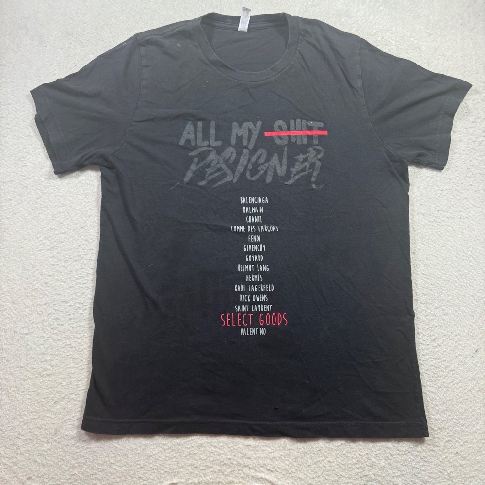 Bella Canvas All My Designer Graphic T-Shirt Mens Large Black Good Streetwear - Picture 1 of 10